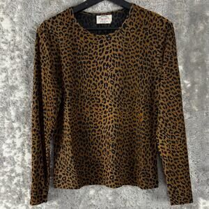Compagnie 00292 Club Spantie Size M Cheetah Print Casual Top Long Sleeve